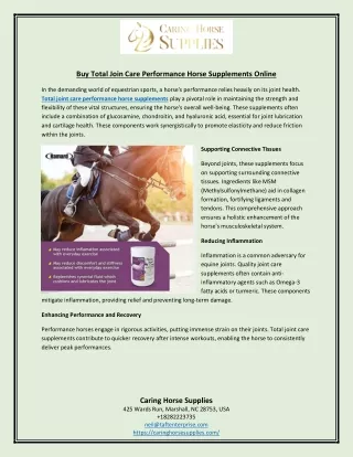 Buy Total Join Care Performance Horse Supplements Online
