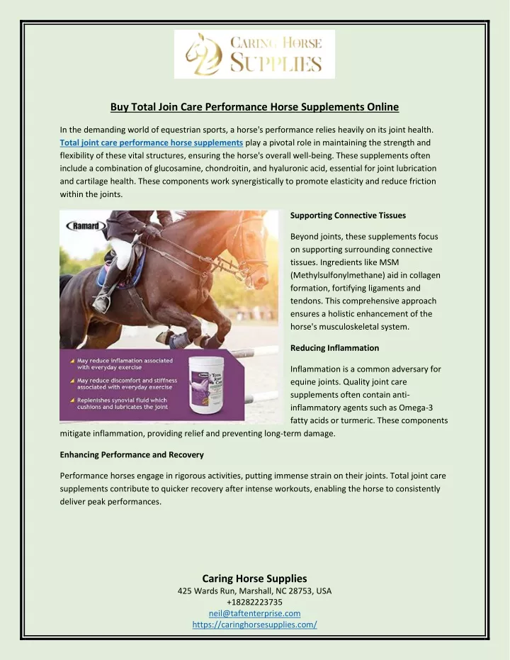 buy total join care performance horse supplements