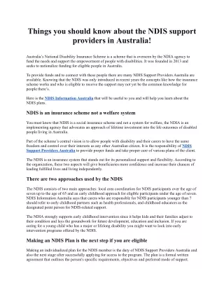 Things you should know about the NDIS support providers in Australia!.docx