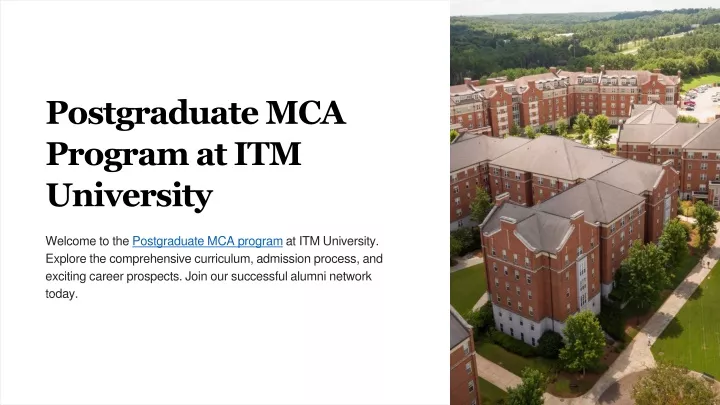 postgraduate mca program at itm university