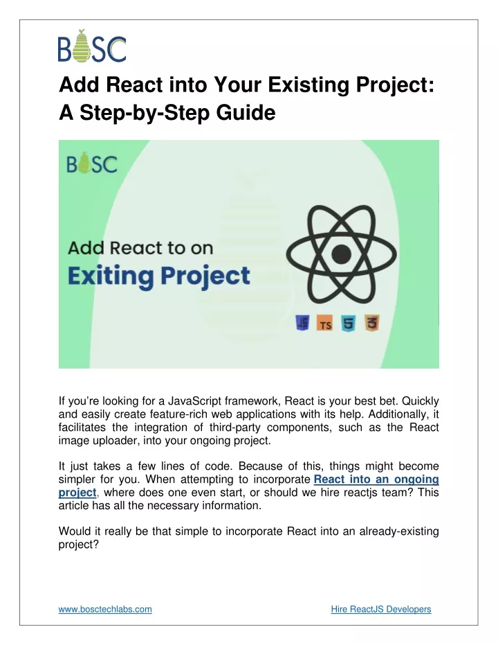 add react into your existing project a step