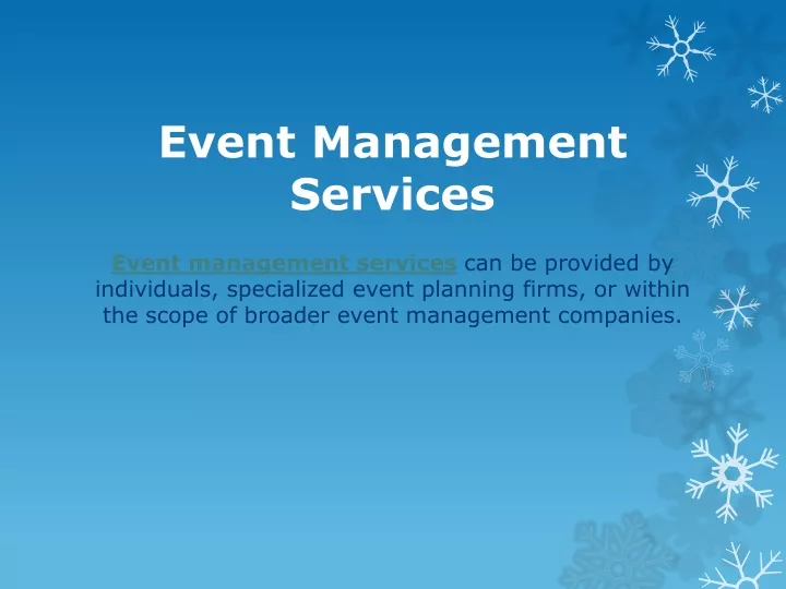 event management services