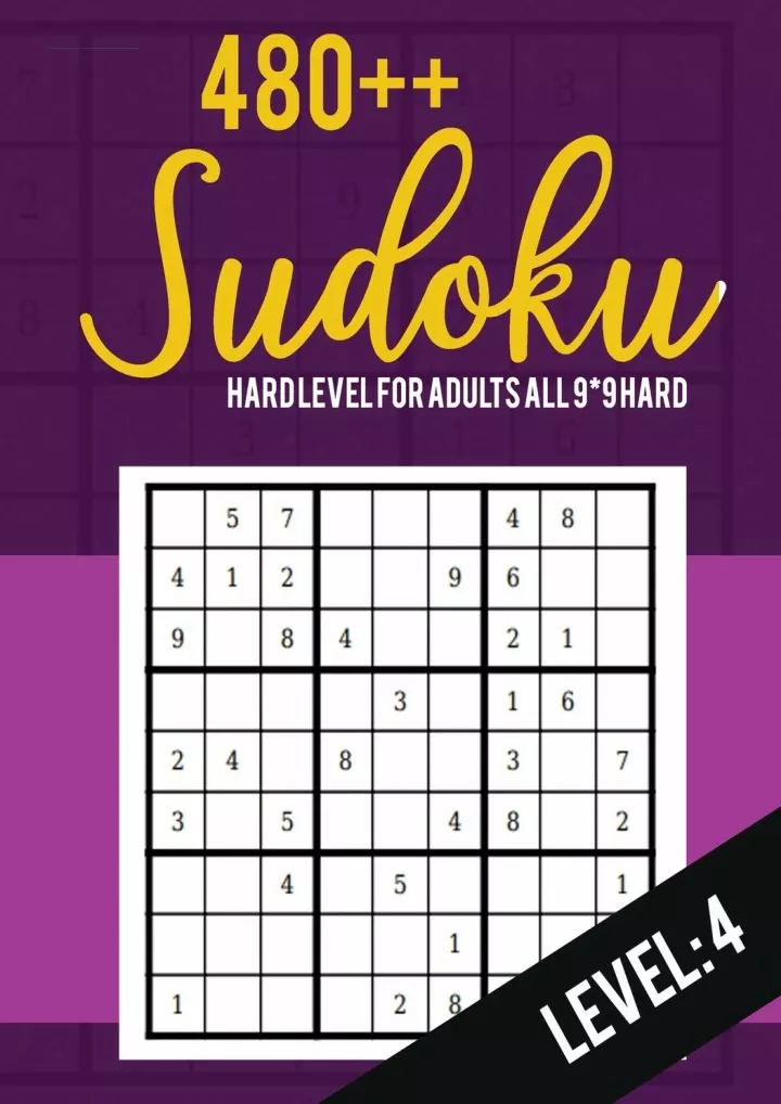 sudoku hard level for adults all 9 9 hard