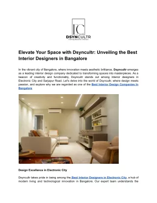 Elevate Your Space with Dsyncultr_ Unveiling the Best Interior Designers in Bangalore