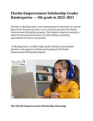 Florida Empowerment Scholarship Grades Kindergarten pdf