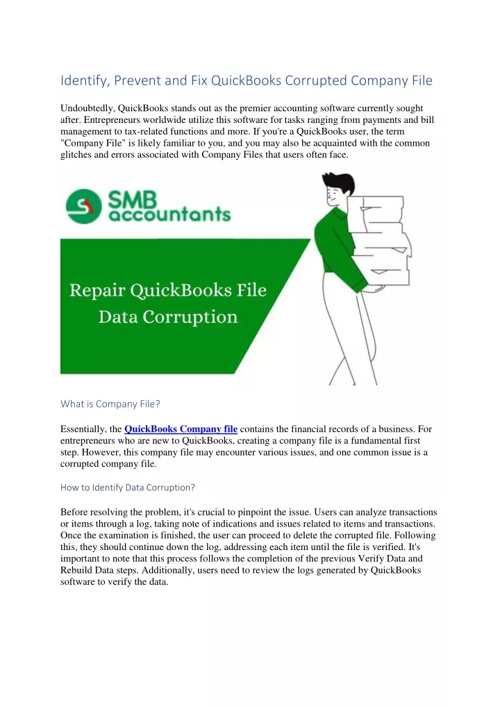 identify prevent and fix quickbooks corrupted