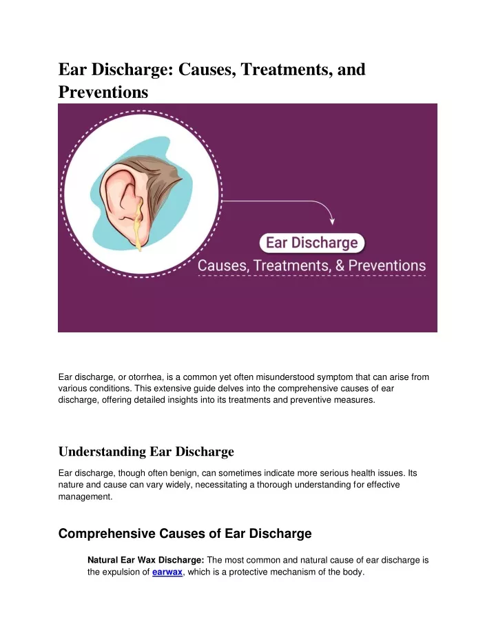 ear discharge causes treatments and preventions