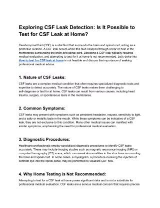 How to test for CSF leak at home