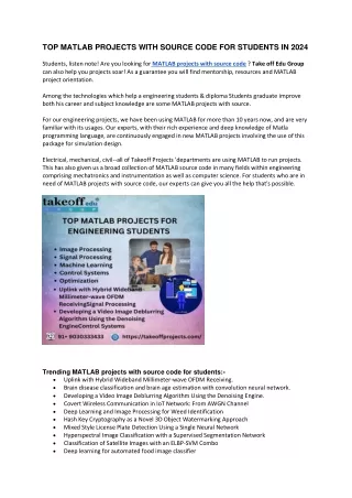 top matlab projects with source code for students