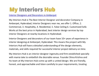 Interior Designers and Decorators in Amberpet