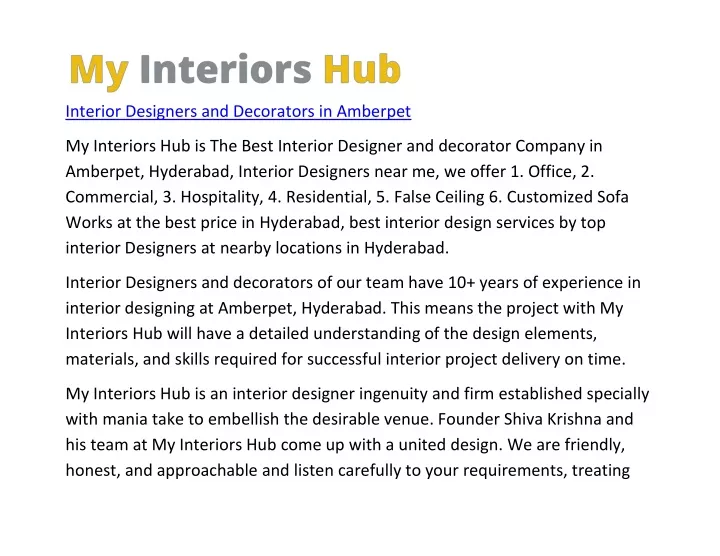 interior designers and decorators in amberpet