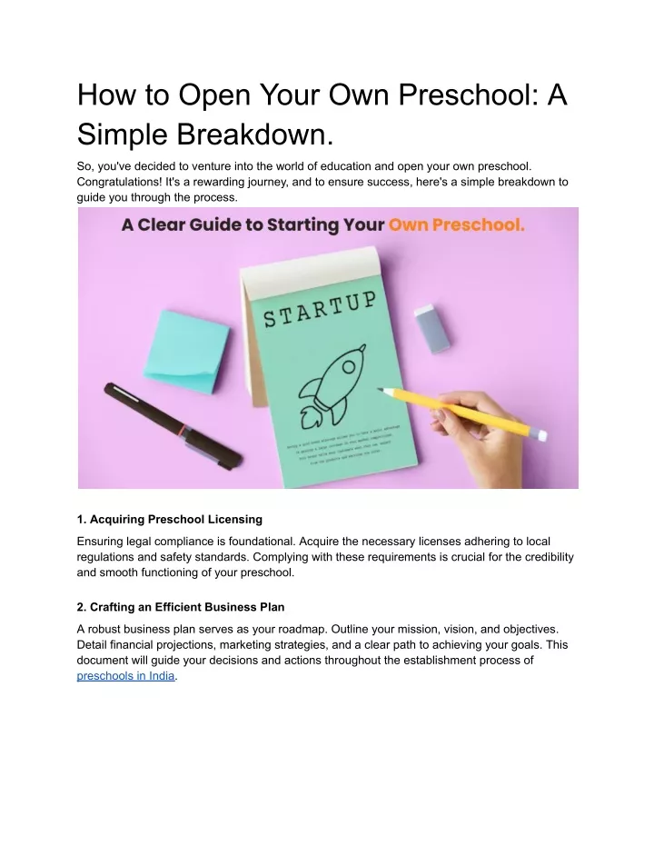 how to open your own preschool a simple breakdown
