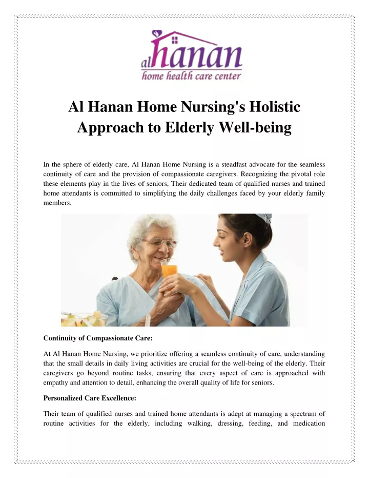 al hanan home nursing s holistic approach