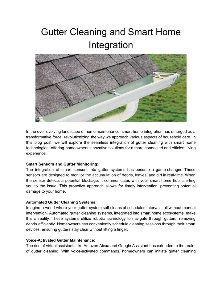 gutter cleaning and smart home integration