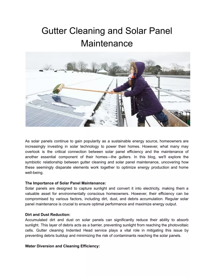 gutter cleaning and solar panel maintenance