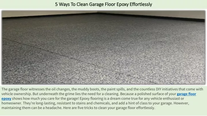 5 ways to clean garage floor epoxy effortlessly