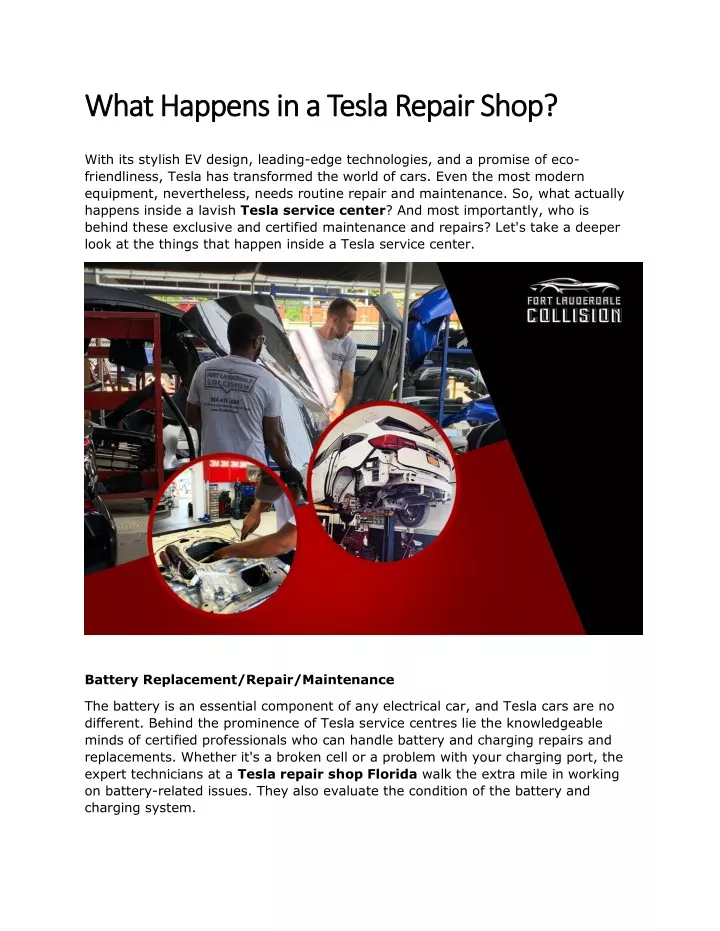 what happens in a tesla repair shop what happens