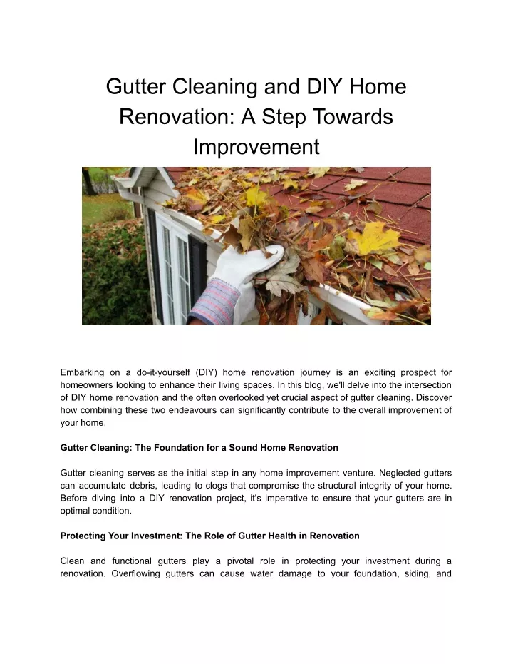 gutter cleaning and diy home renovation a step