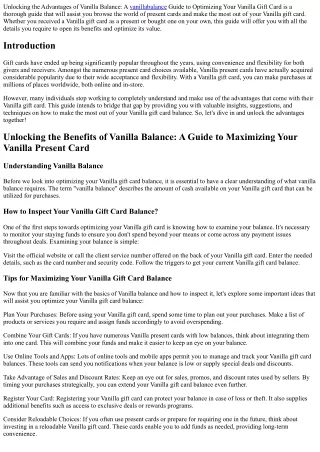 Unlocking the Benefits of Vanilla Balance: A Guide to Optimizing Your Vanilla Gi