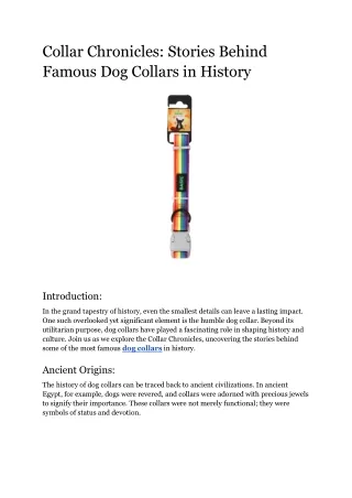 Collar Chronicles_ Stories Behind Famous Dog Collars in History