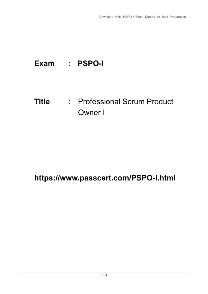 download valid pspo i exam dumps for best