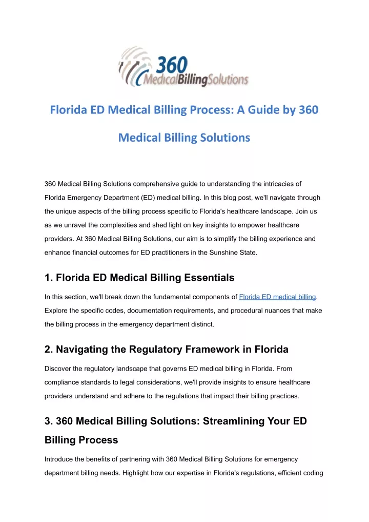 florida ed medical billing process a guide by 360