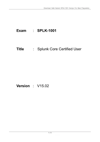 download valid splunk splk 1001 dumps for best