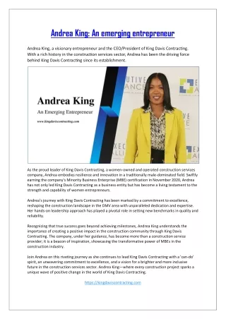 Andrea King- An emerging entrepreneur
