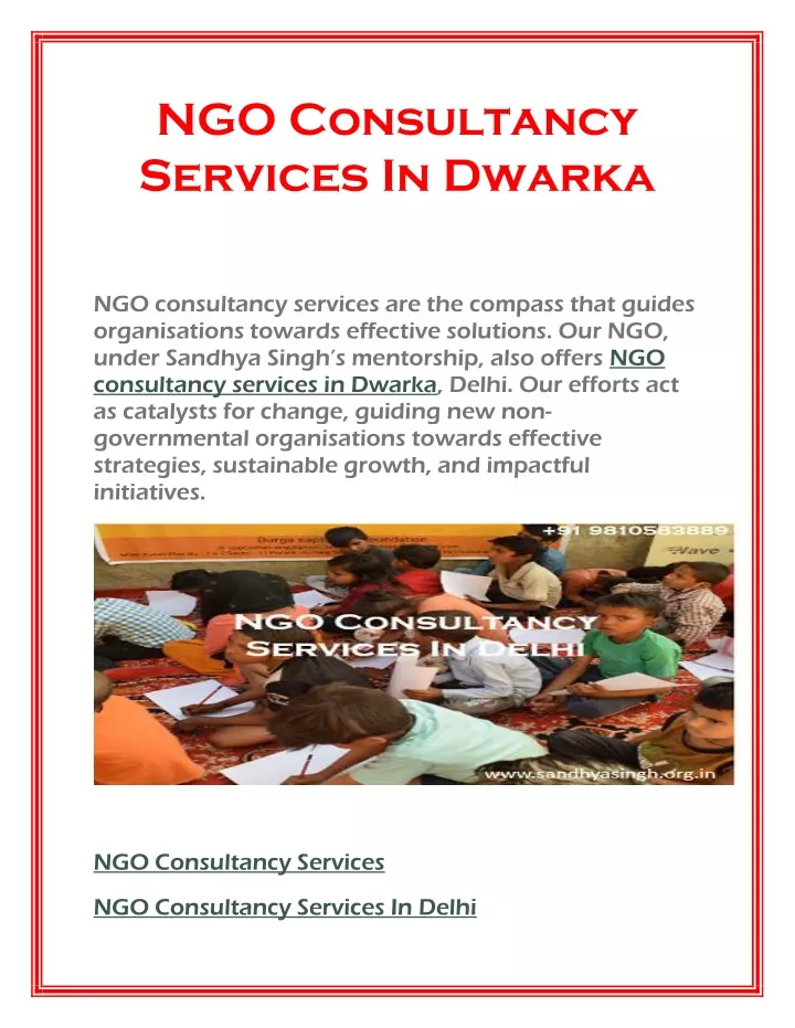 ngo consultancy services in dwarka