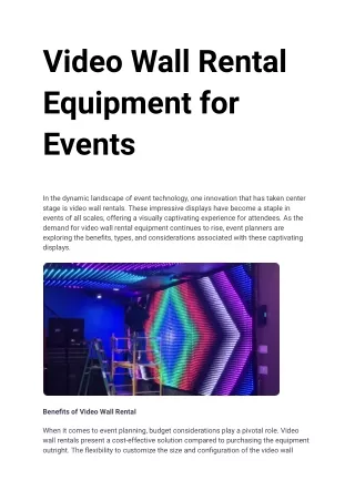 Video Wall Rental Equipment for Events