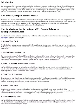 How to Make the most of the Advantages of MyPrepaidBalance on myprepaidbalance.c