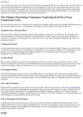 The Ultimate Buying Buddy: Exploring the Rewards of Your Compensate Card