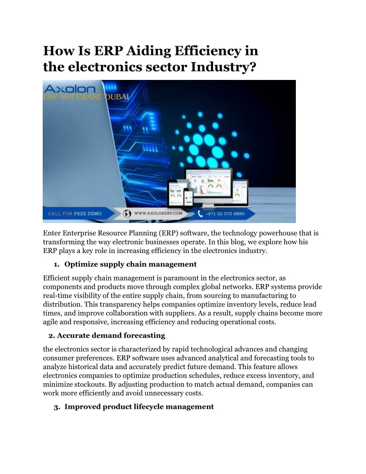 how is erp aiding efficiency in the electronics