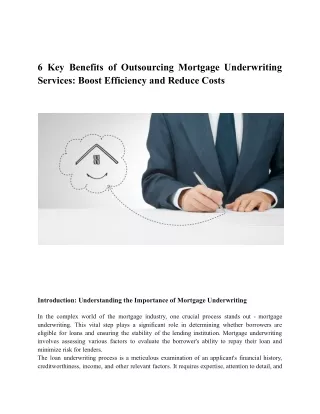 6 Key Benefits of Outsourcing Mortgage Underwriting Services