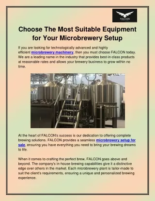 choose the most suitable equipment for your