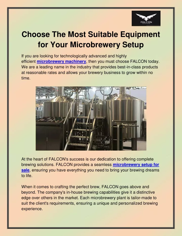 choose the most suitable equipment for your