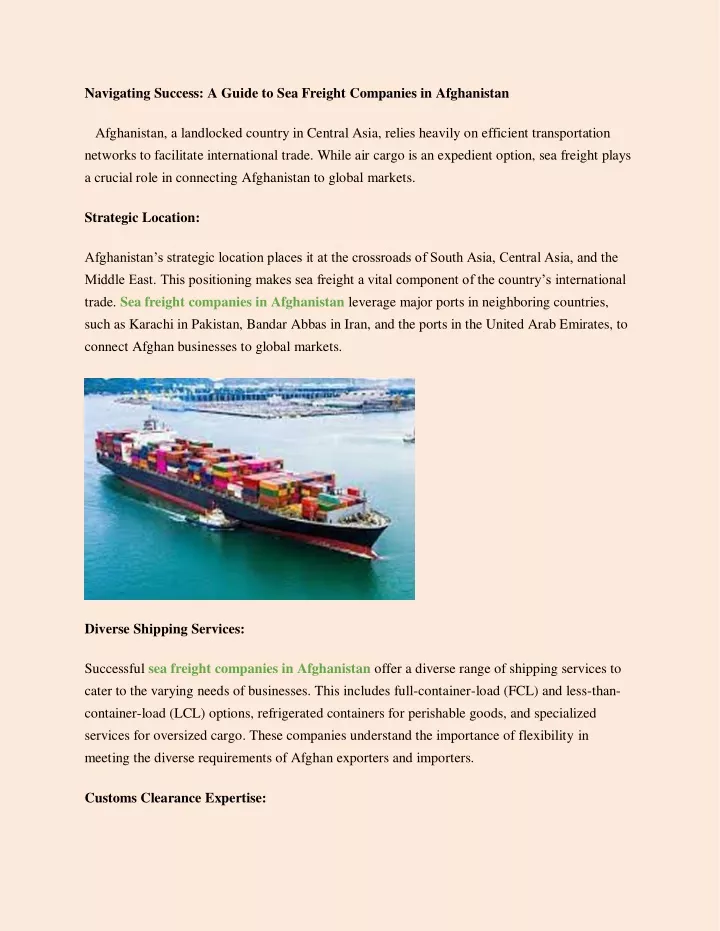 navigating success a guide to sea freight