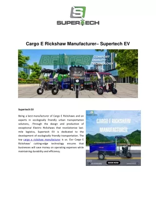 Cargo E Rickshaw Manufacturer - Supertech EV