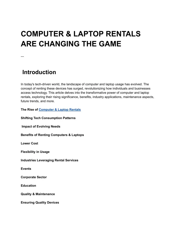 computer laptop rentals are changing the game