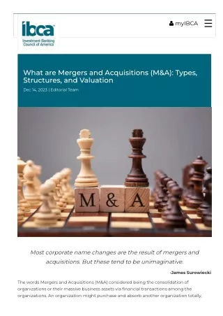What are Mergers and Acquisitions (M&A) Types, Structures, and Valuation