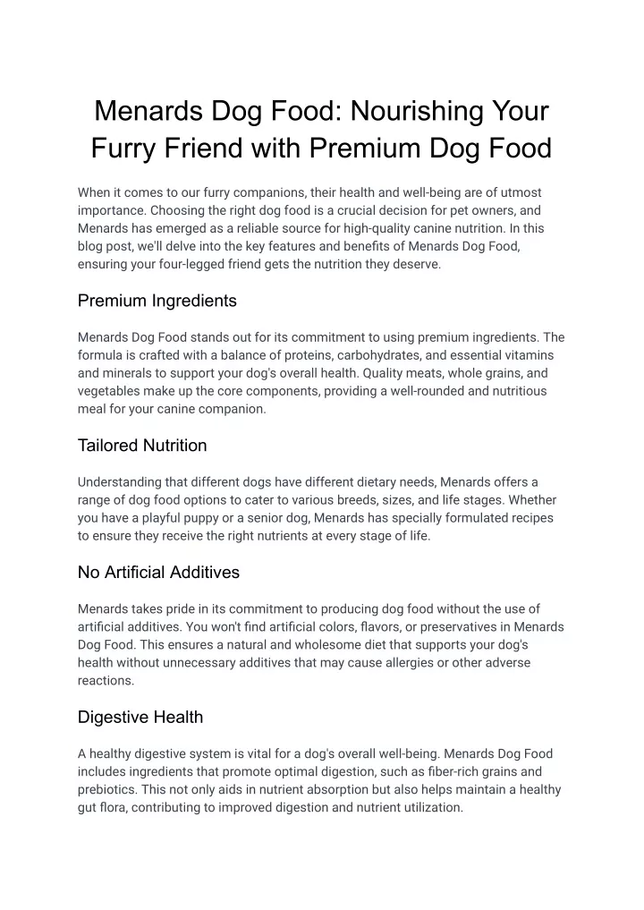 menards dog food nourishing your furry friend