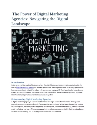 The Power of Digital Marketing Agencies