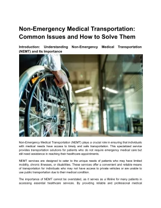 Non-Emergency Medical Transportation_ Common Issues and How to Solve Them
