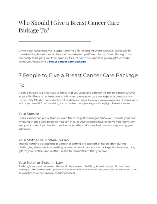 Who Should I Give a Breast Cancer Care Package To