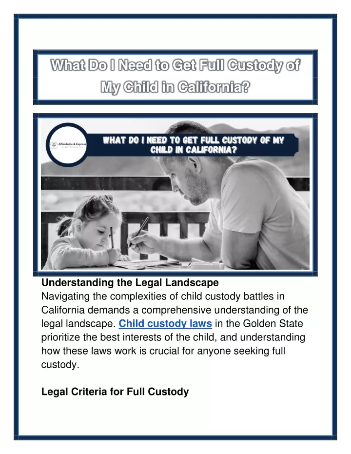 what do i need to get full custody of my child