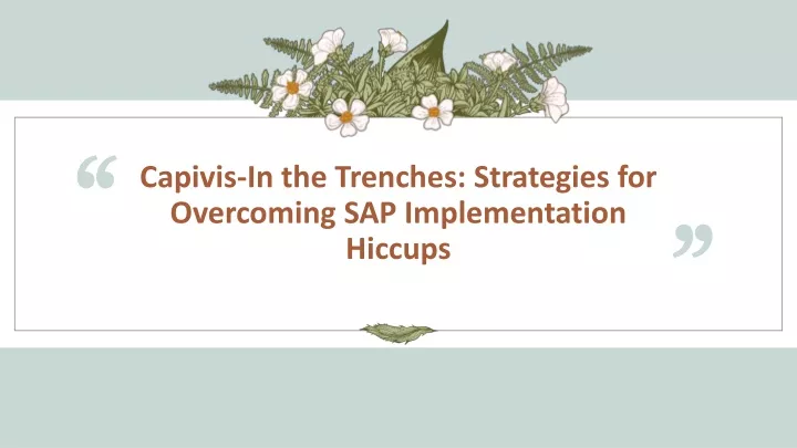 capivis in the trenches strategies for overcoming sap implementation hiccups