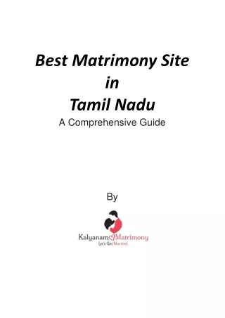 Best Matrimony Site in Tamil Nadu - Kalyanam Matrimony