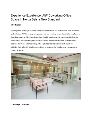 Experience Excellence_ AltF Coworking Office Space in Noida Sets a New Standard