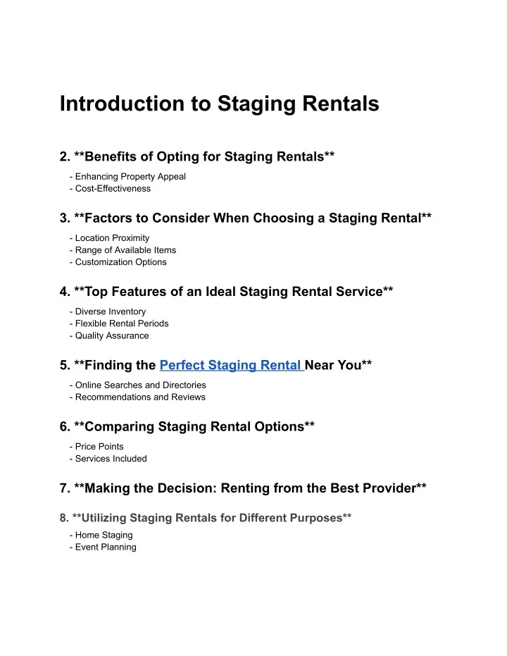 introduction to staging rentals