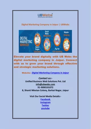 Digital Marketing Company in Jaipur | UBWebs